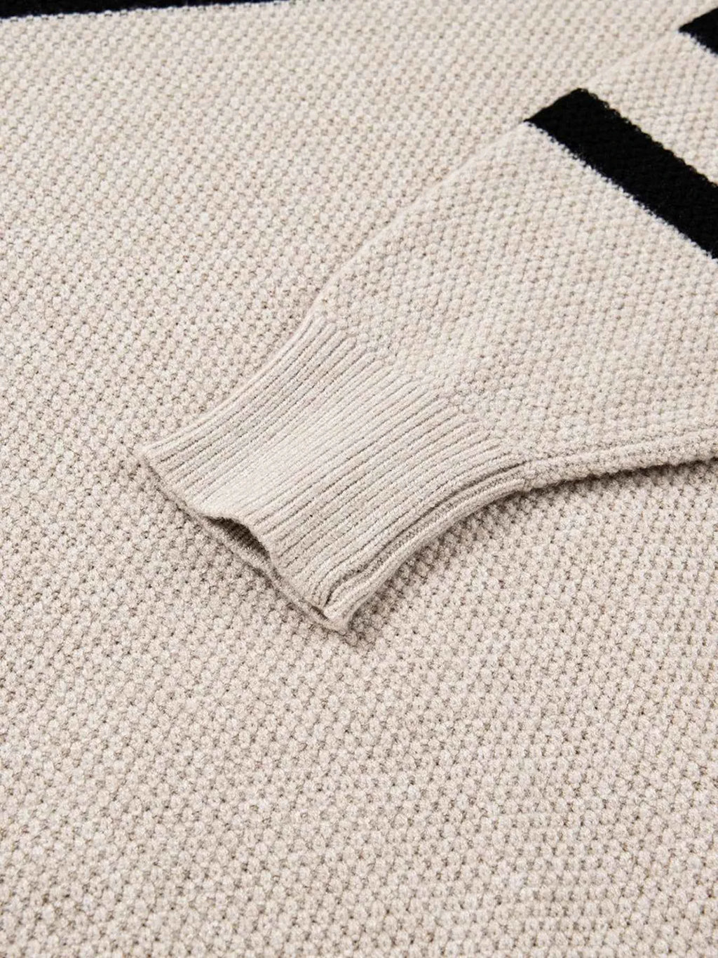 Color Block Knit Striped Sleeve Detail Casual Sweater 88ce06bcc91e477baf81c7e00cd20725-Max-Origin