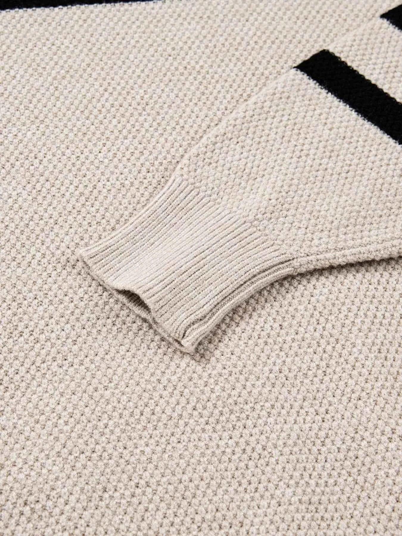 Color Block Knit Striped Sleeve Detail Casual Sweater 88ce06bcc91e477baf81c7e00cd20725-Max-Origin