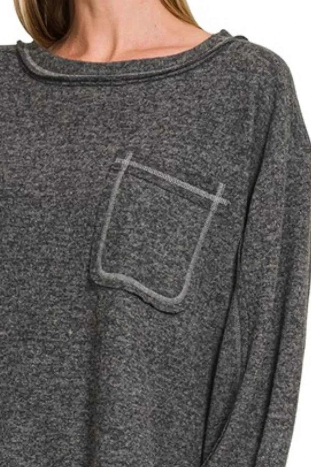 Zenana Brushed Hacci Hi-low Round Neck Knit Top 88ce52e3-9e89-442a-9a12-6b1bbce91afb-Max-Origin