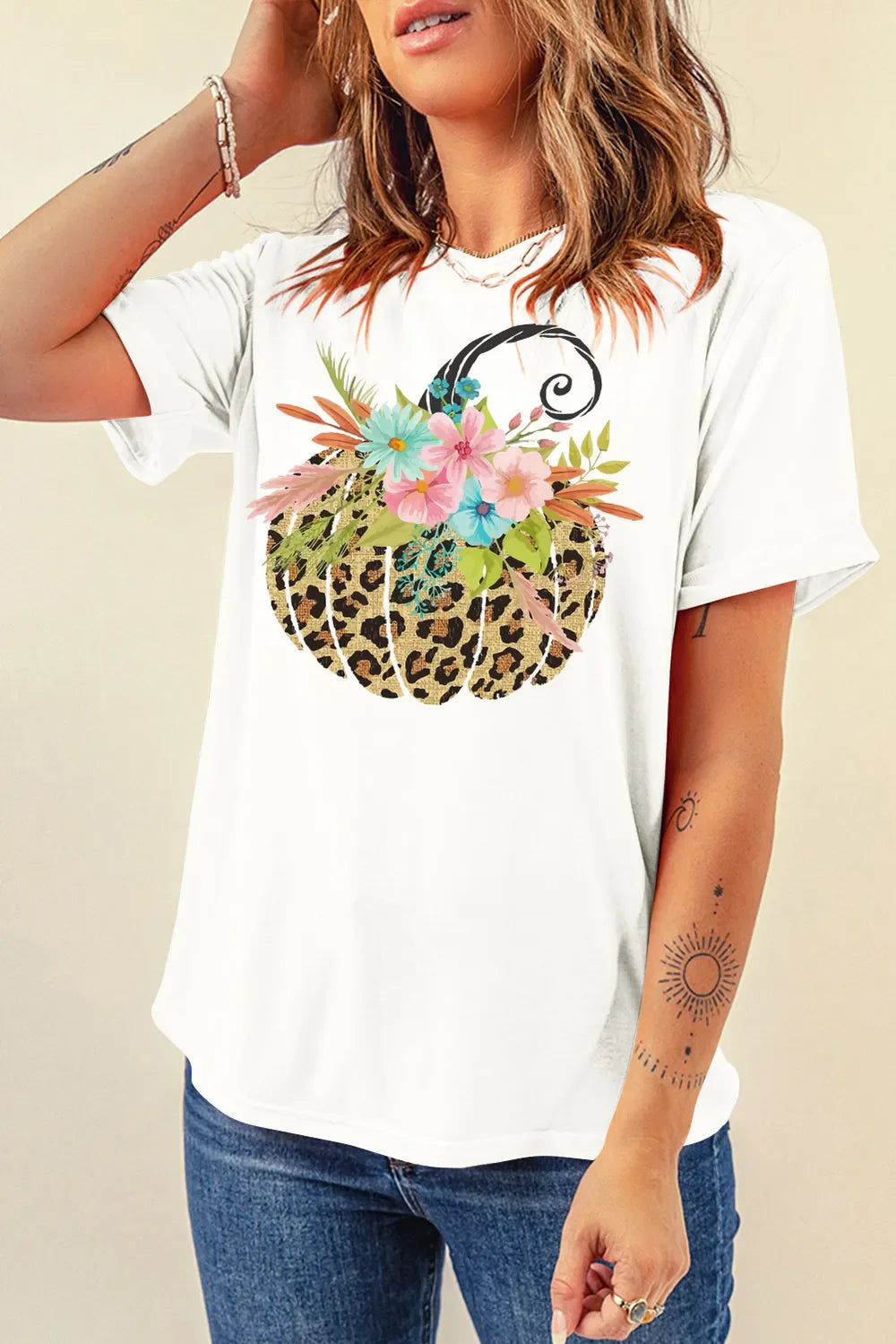 Pumpkin Graphic Round Neck Short Sleeve T-Shirt 88e3e7e3-1fcc-4386-962e-8104f2c9060c-Max