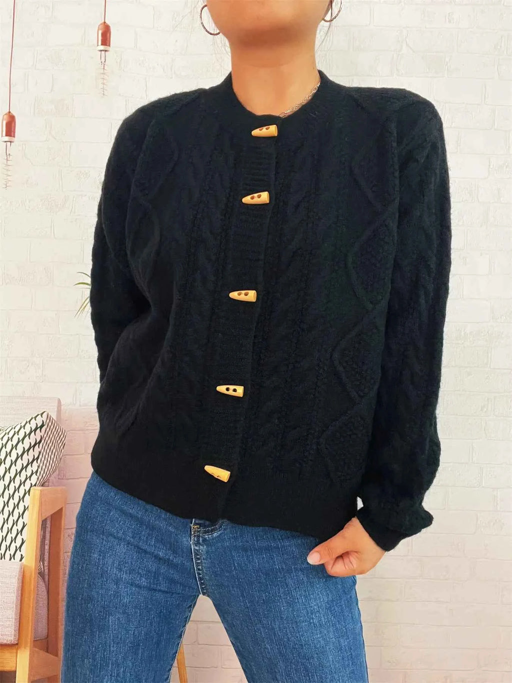 Cable Knit Button-Up Cardigan 88fdd45d36f14622a4e410892577ad61-Max-Origin