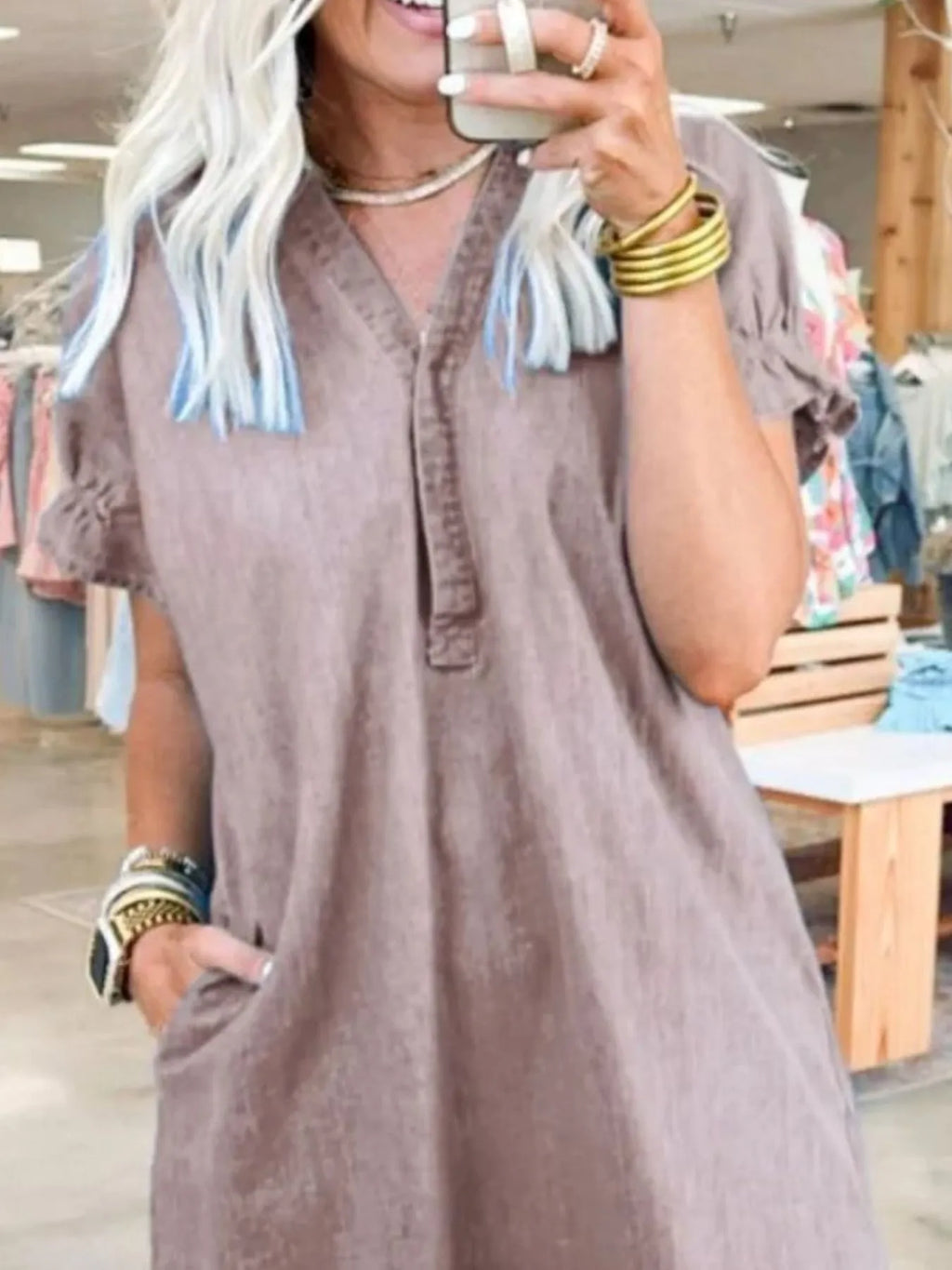 Full Size V-Neck Short Sleeve Denim Dress Plus Size 8918a824-023b-4385-b72b-d4bb090e6846-Max-Origin