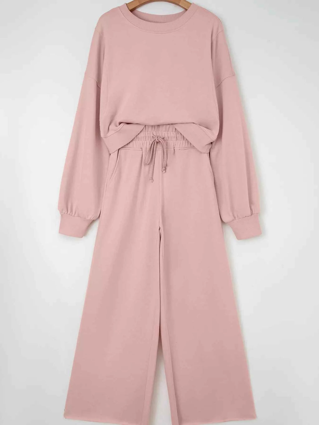 Drop Shoulder Puff Sleeve Crop Top and Drawstring Wide Leg Pants Set 895a39450bb2447b9371ba7cd32aec60-Max-Origin