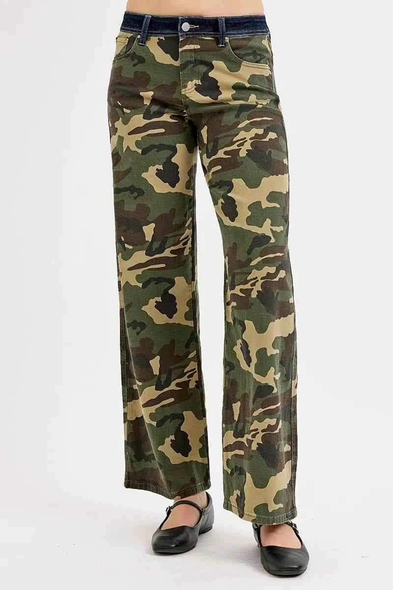 RISEN Camouflage Wide Leg Jeans Green Camouflage 89d40798-2ebf-4ea1-8c95-e77ca913002f-Max-Origin