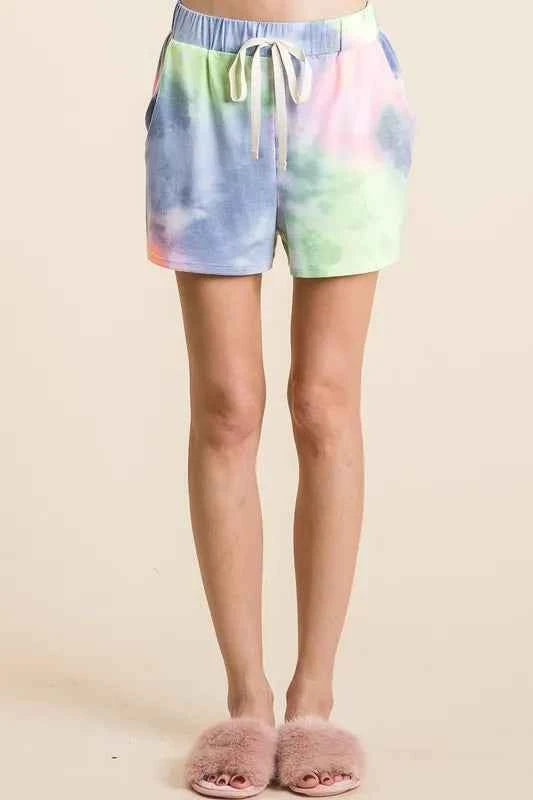 BiBi Tie Dye Casual Shorts with Twill Tape Drawstring 89f3bfdc1fe240b396a066363e0df923-Max-Origin