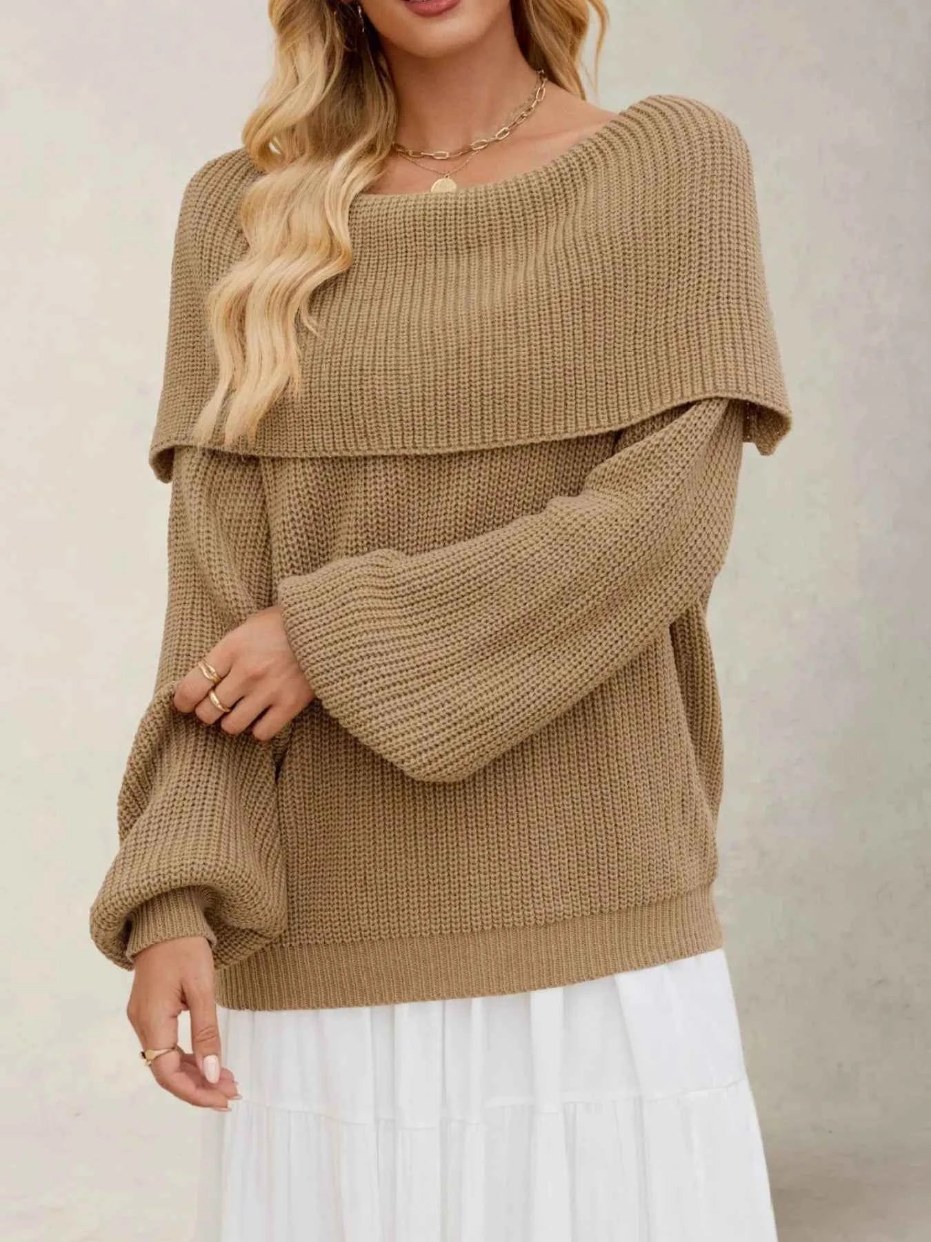 Fold-Over Collar Long Sleeve Sweater 8a0deed1-ab84-4309-b516-6a1187aa93a2-Max-Origin