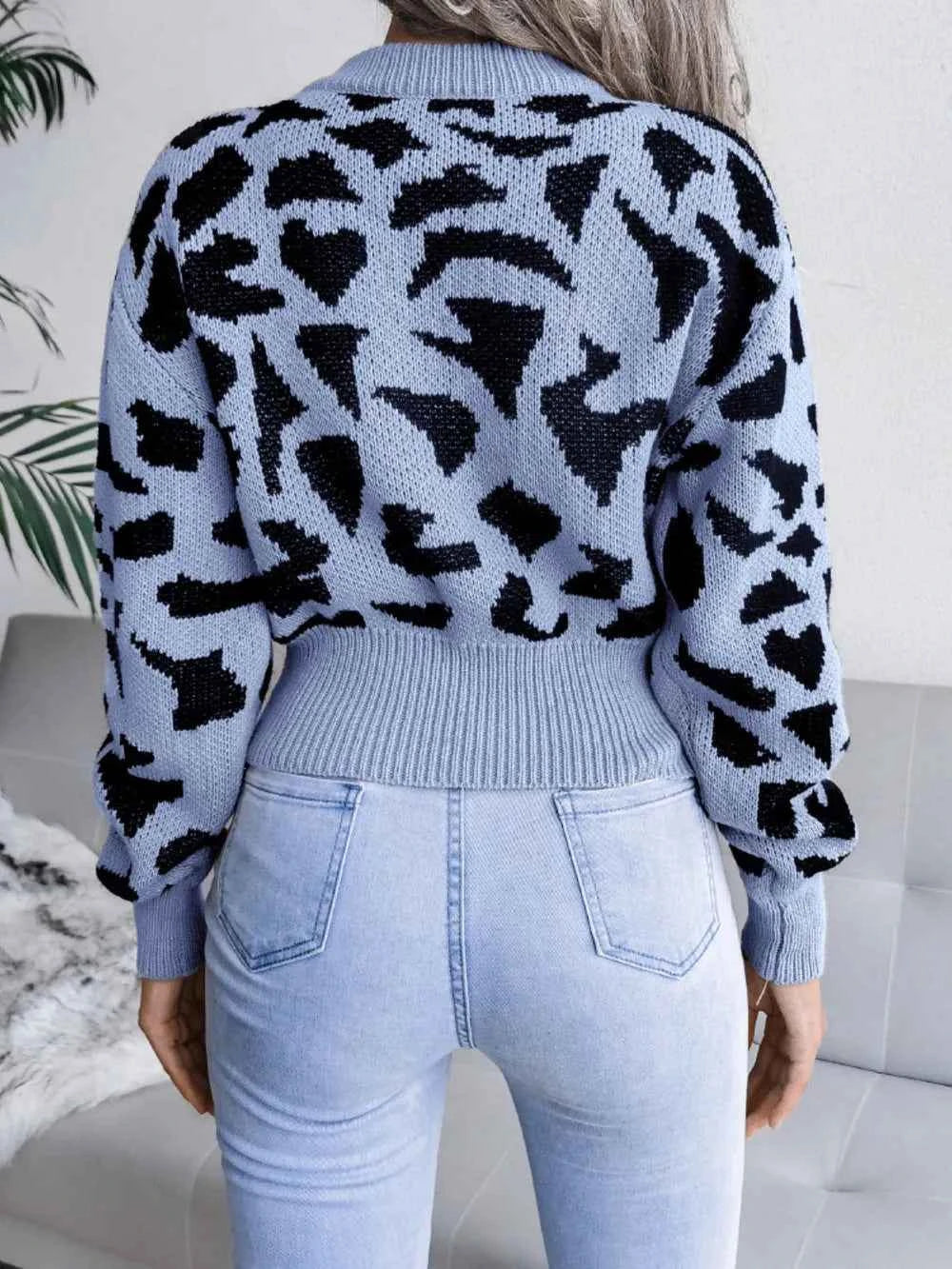 Leopard Round Neck Dropped Shoulder Sweater 8a227004-f107-47bb-8409-53b5b7ceaf2f-Max