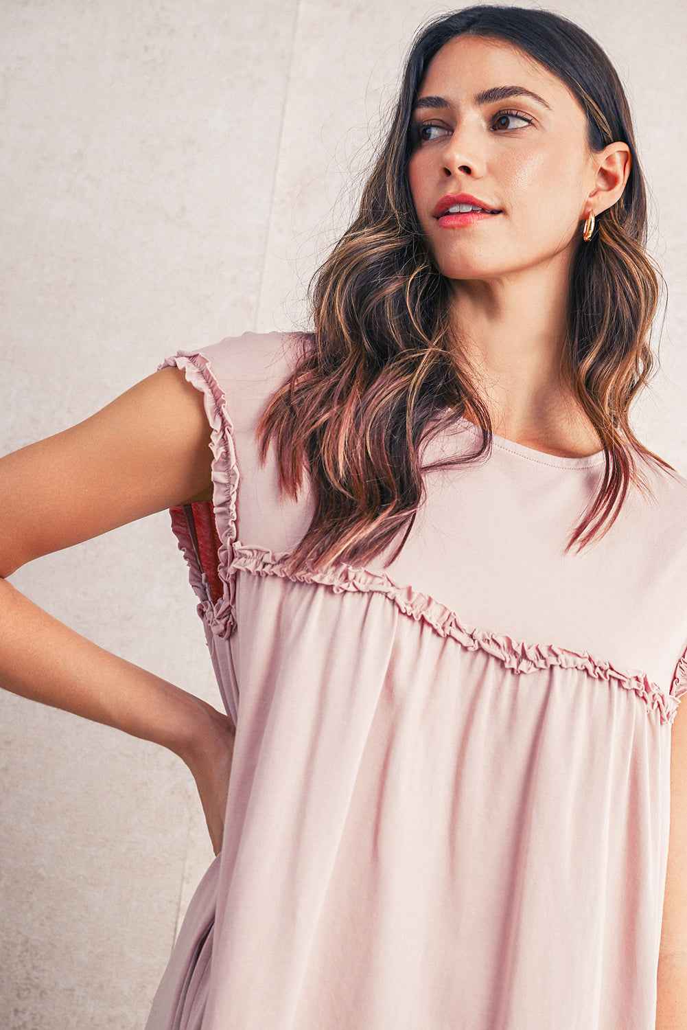 Mint Green Frilled Trim Crewneck Loose Fit Mini Dress 8a51b8351eb069ab