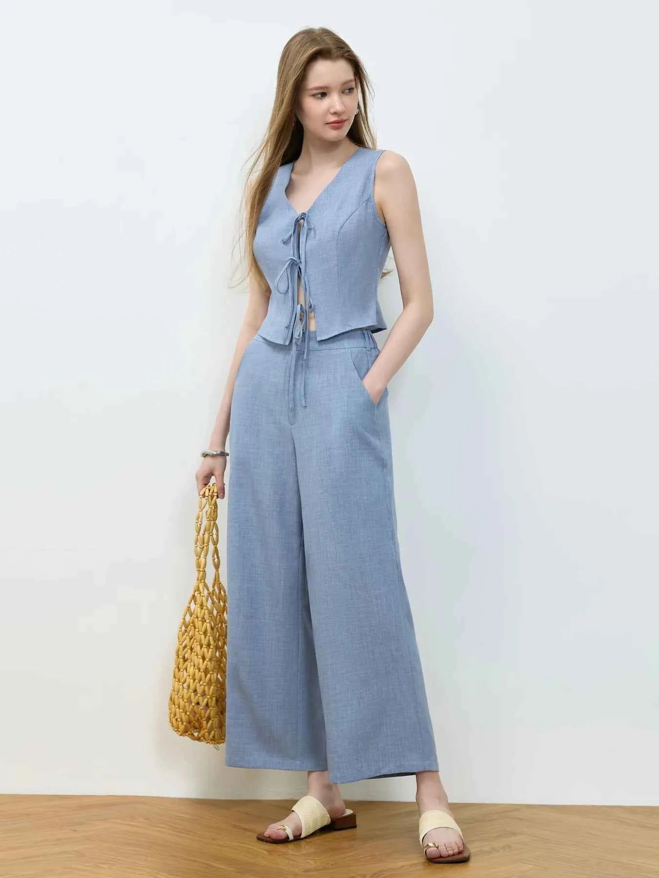 Tie Front Vest and Wide Leg Pants Set Light Blue 8a5bdb7d-b2db-49d6-9fe7-bbfb3360b8ab-Max-Origin