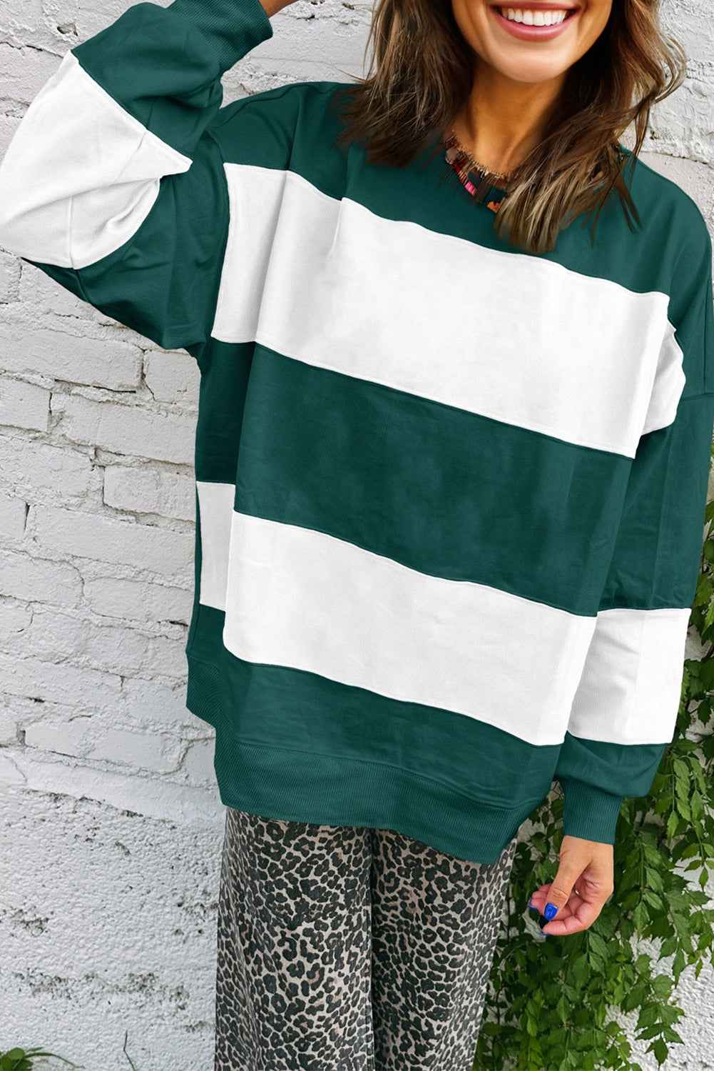 Evergreen Colorblock Drop Shoulder Baggy Sweatshirt 8a637a8205cdd622