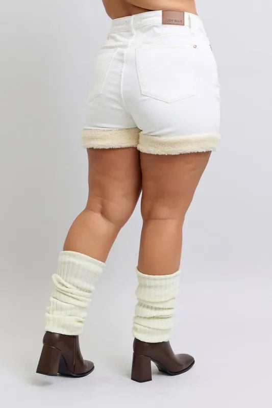 Judy Blue Full Size High Waist Shearling Cuff Denim Shorts Plus Size 8a8514e5-789f-46ba-9421-41e547aaf8fc-Max-Origin
