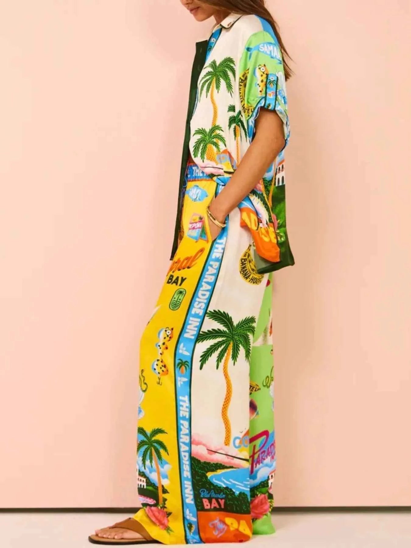 Printed Half Sleeve Shirt and Wide Leg Pants Set 8a968124-3288-4289-98d7-2fb3eeeefe03-Max-Origin