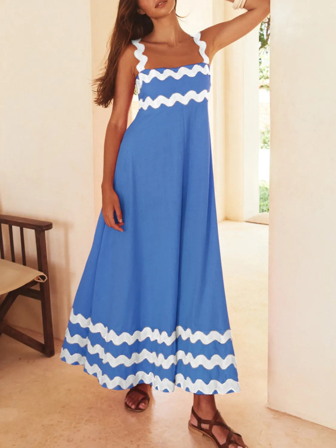 Contrast Trim Square Neck Maxi Cami Dress 8ab04926-89b6-4377-ab9a-40893bbd5ed6-Max-Origin