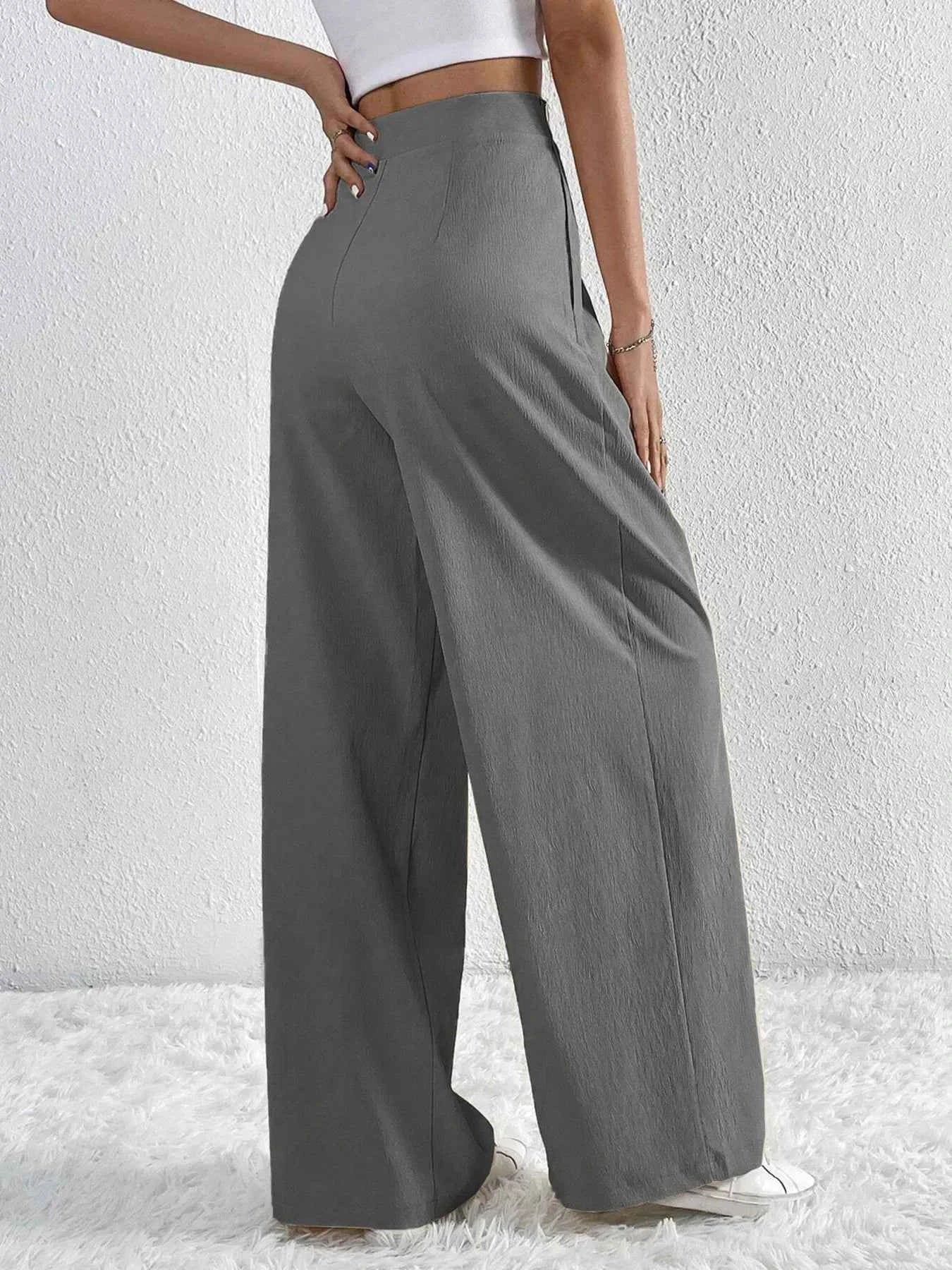 V-Waisted Ruched Front Wide Leg Pants 8ab5da466ea44f93af58fda71b05cb34-Max-Origin