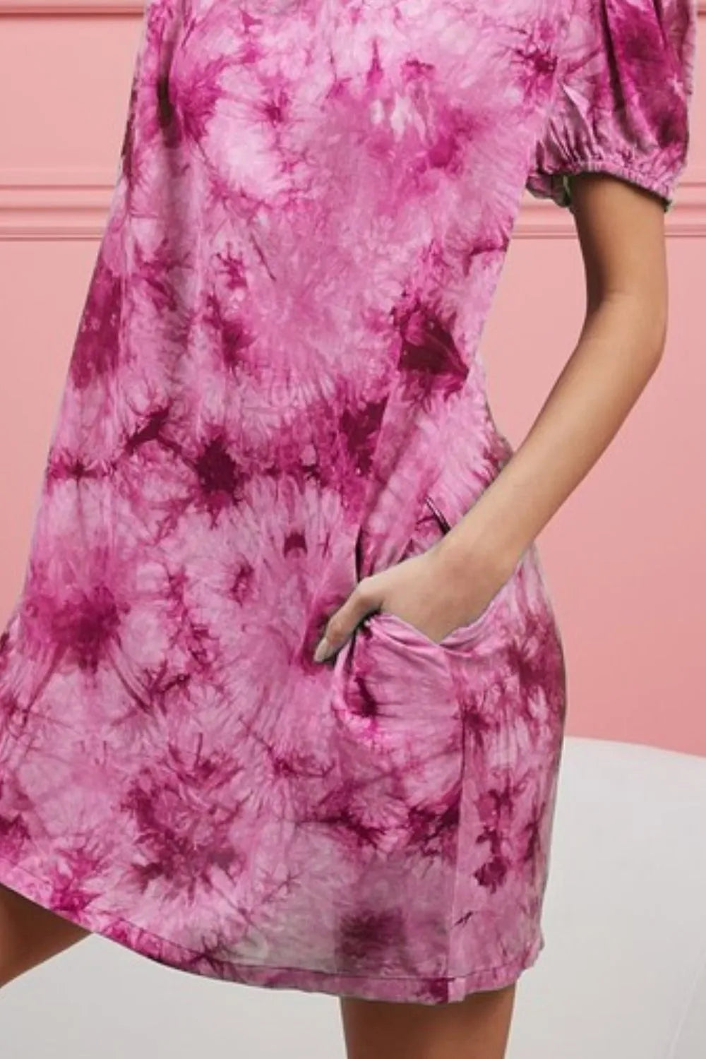 BiBi Puff Sleeve With Side Pockets Tie Dye Dress 8adc8076-5c50-4548-b113-0e028370ca3a-Max-Origin
