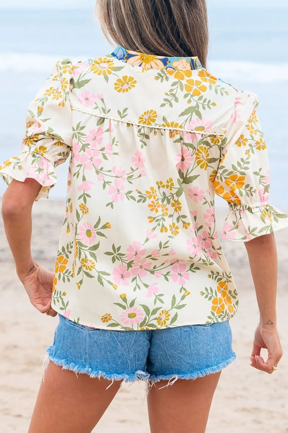 Multicolour Crochet V Neck Half Sleeve Boho Floral Blouse 8adcb6c9-9f37-43dd-9901-da2a58855b5c-Max-Origin