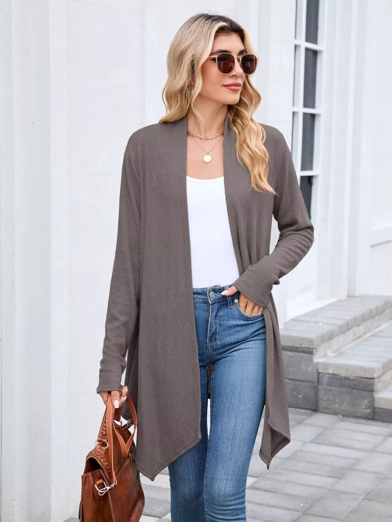 Open Front Long Cardigan Coffee Brown 8af8eb677ad7464f83320c8afc88a126-Max-Origin