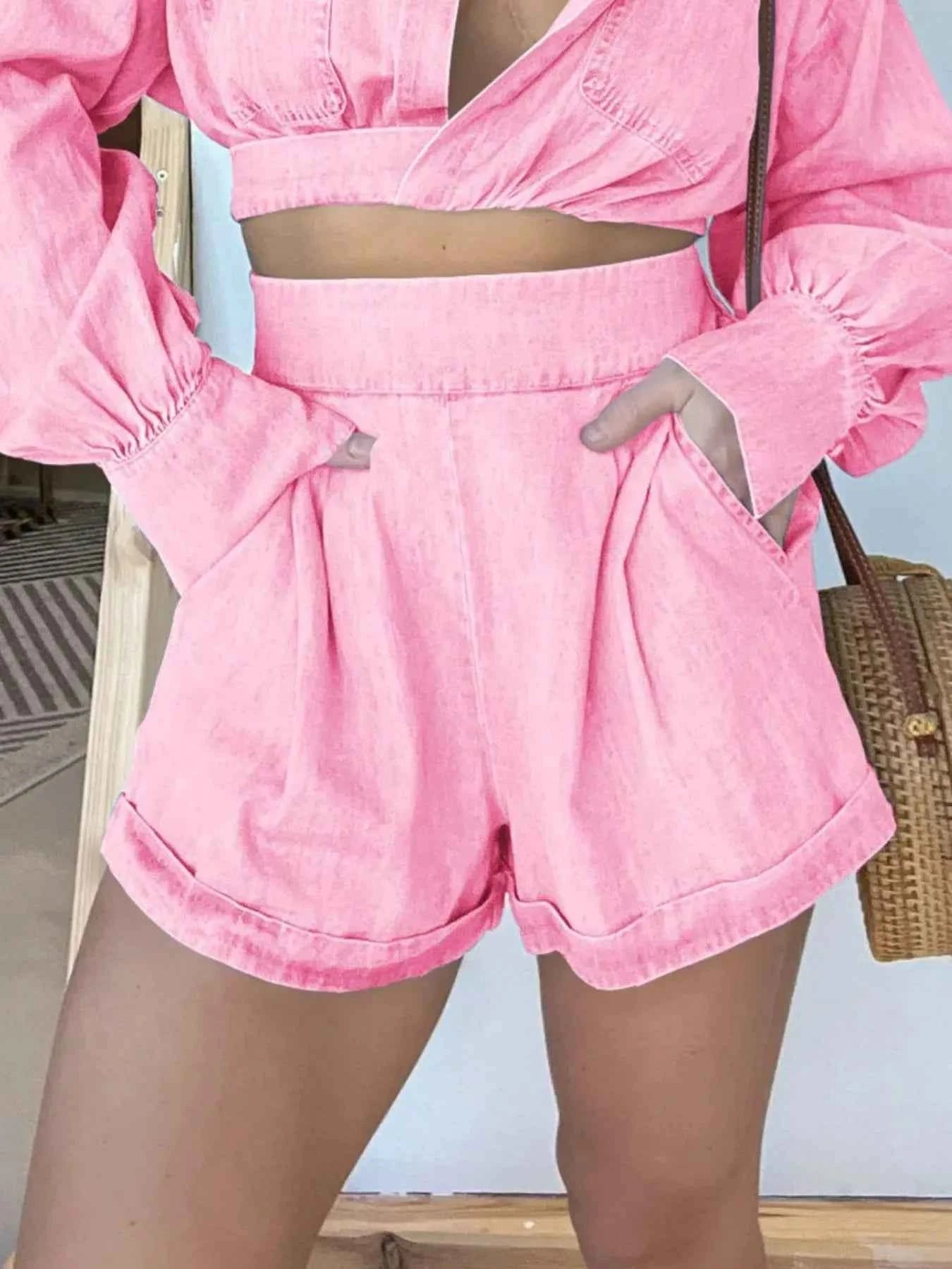 Full Size Long Sleeve Top and Shorts Denim Set Plus Size 8afab767-7dc4-45b1-b5a7-ec05eec41b51-Max-Origin