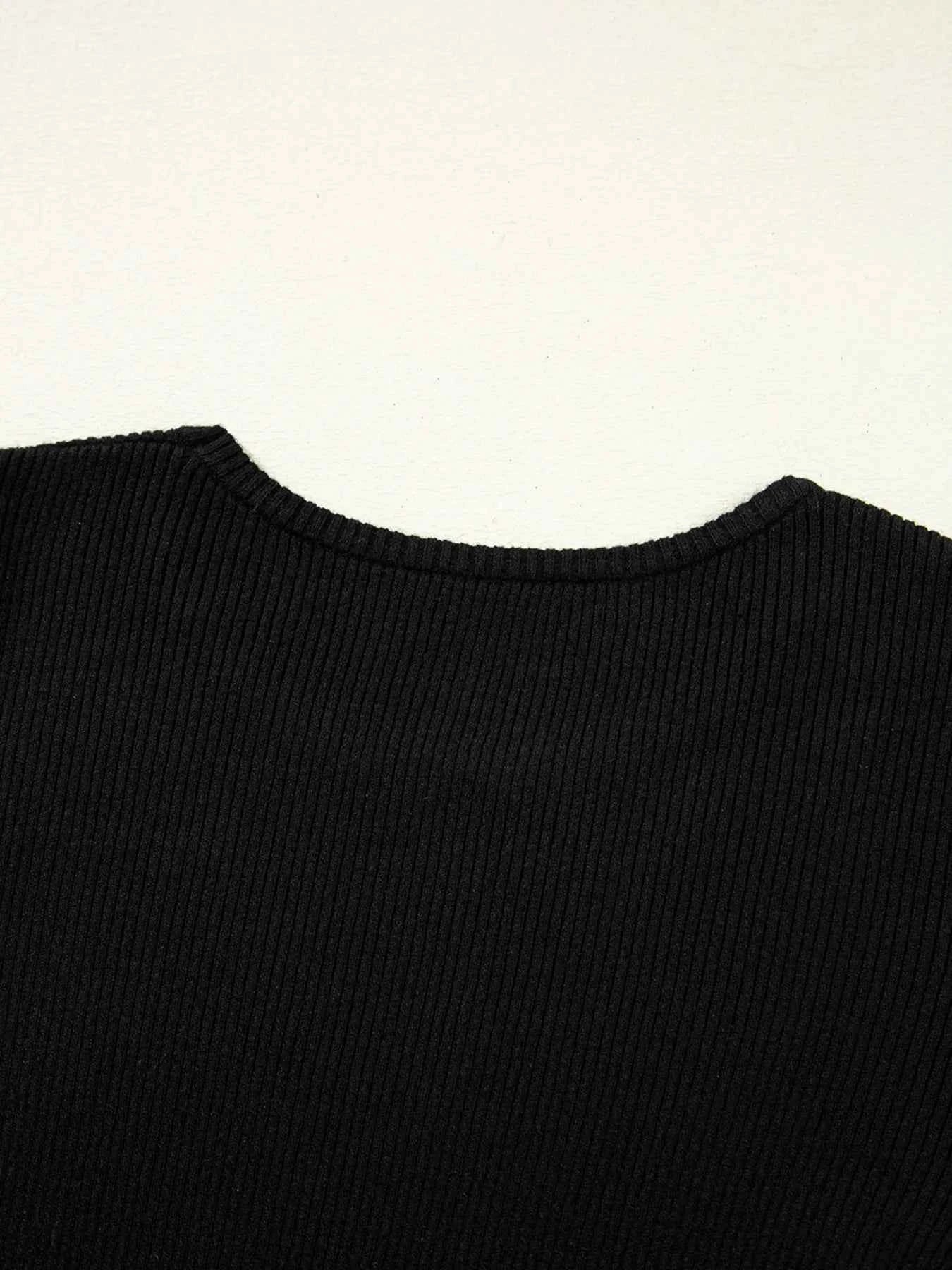 Ribbed Knit Cold Shoulder Sweater 8b07806327f2494496c19736b2f0fc97-Max-Origin
