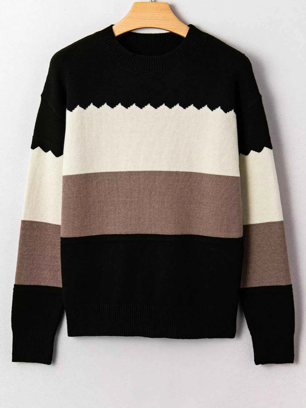 Color Block Crew Neck Drop Shoulder Sweater 8b3120dd8b7845f7b3c22e014771c440-Max-Origin