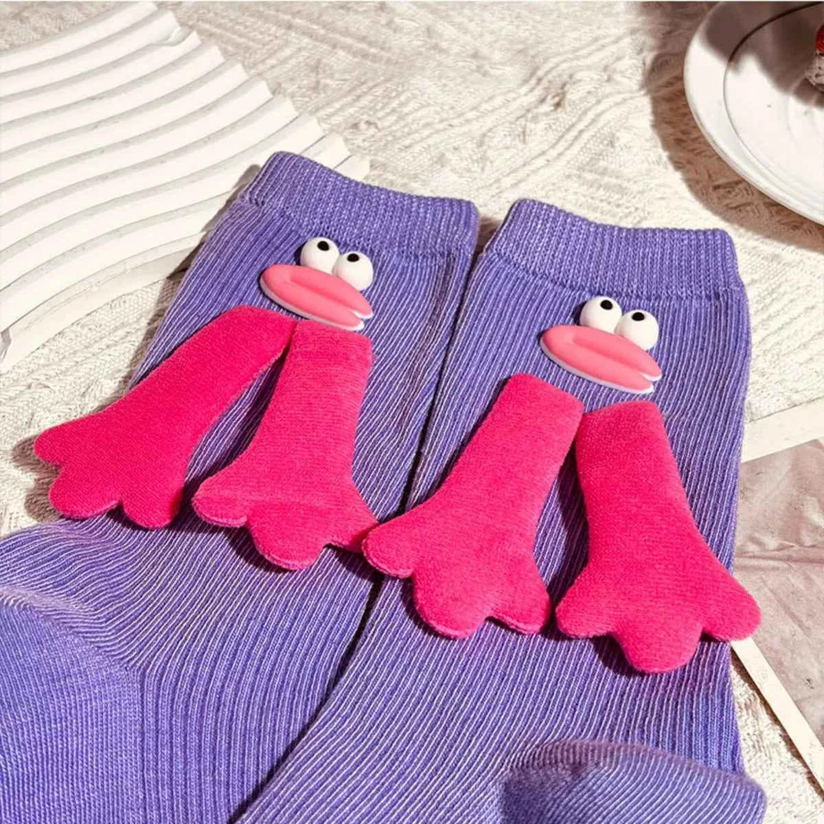 Cartoon Ribbed Knit Crew Socks Lavender One Size 8b48c8fa-cc93-41f2-8ad9-aa09cb688344-Max-Origin
