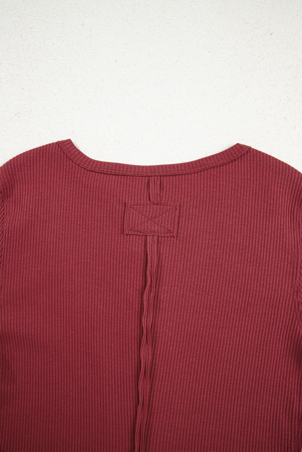 Red Dahlia Ribbed Exposed Seam Button Front Cardigan