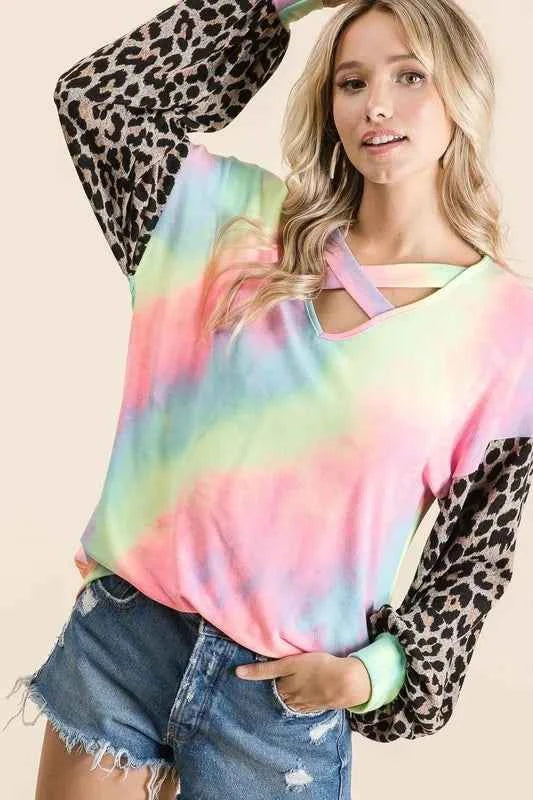 BiBi Tie Dye Terry Top with Leopard Puff Sleeves PASTEL TIE DYE 8bb392a4139443ec9ce50d30f4f02235-Max-Origin
