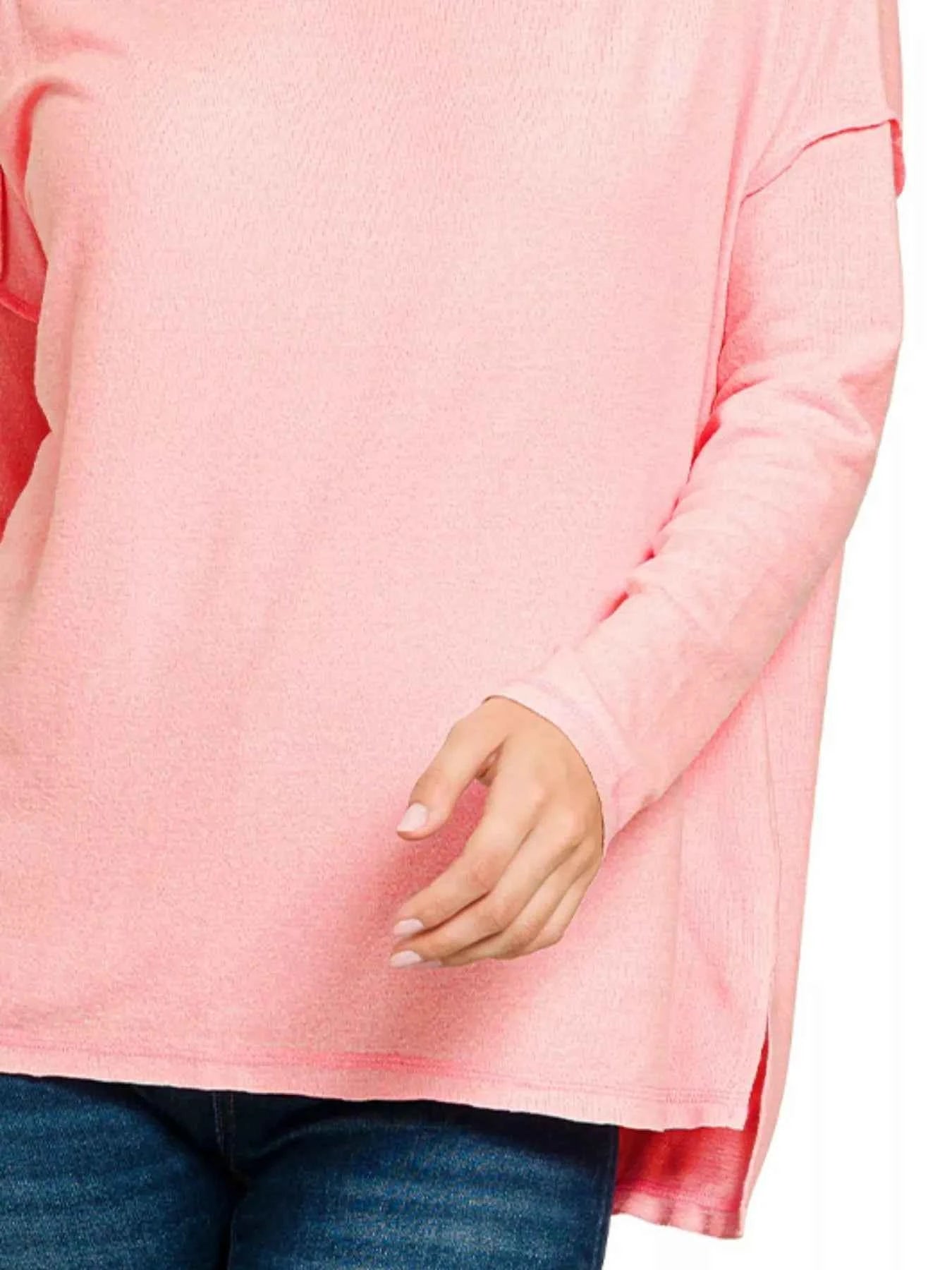 Zenana Full Size Melange Hacci Exposed Seam Hi-low Tee Plus Size 8bc0acfb-7037-4c87-bece-b8feb1e1d1bc-Max-Origin