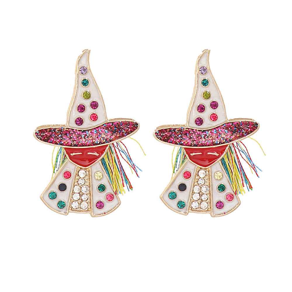 Witch Rhinestone Alloy Earrings Multicolor One Size 8bd8cefa92bc42bc8162770cba0053ce-Max
