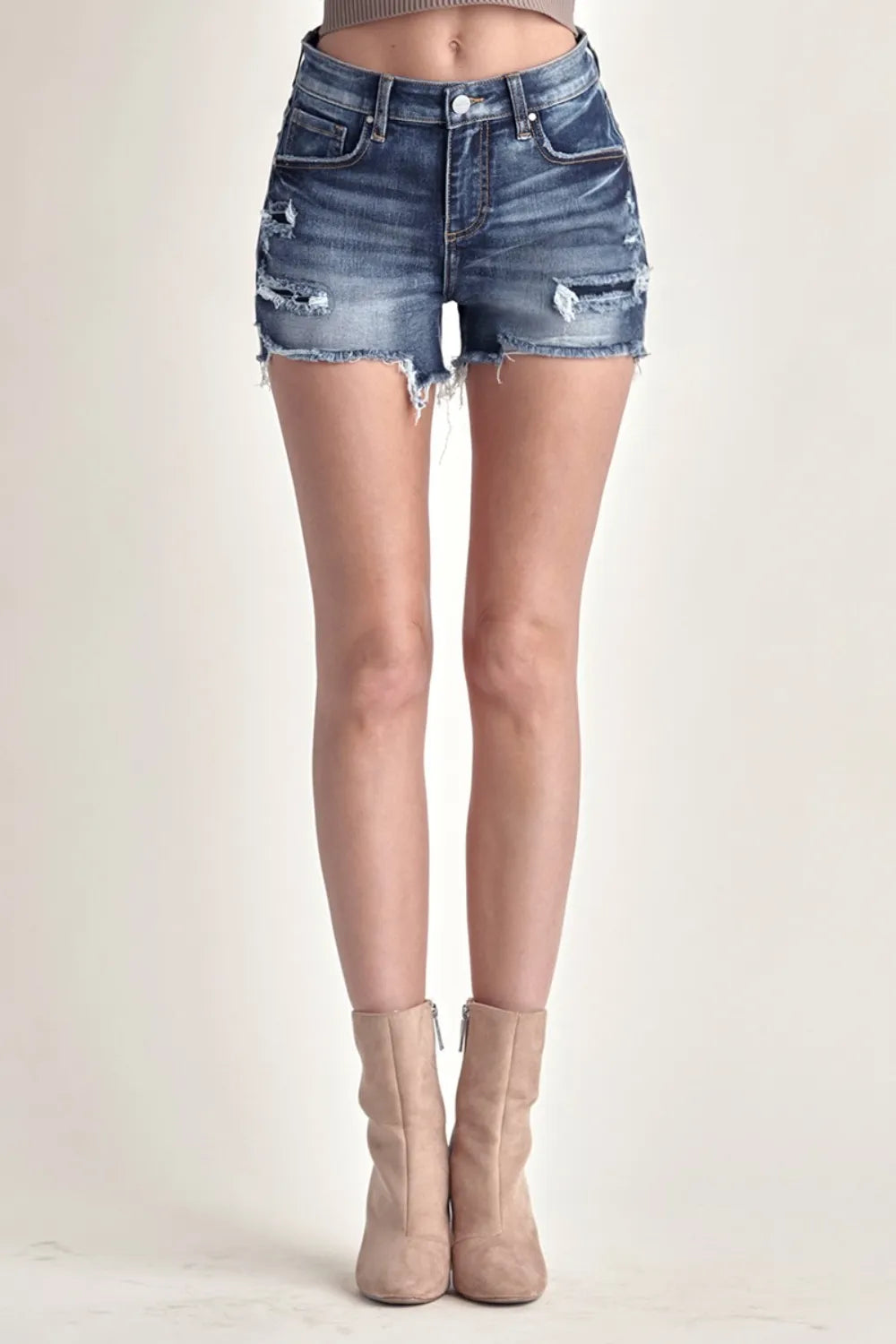 RISEN Mid Rise Raw Hem Denim Shorts 8bed7150-1824-4072-8879-7f266866c04f-Max