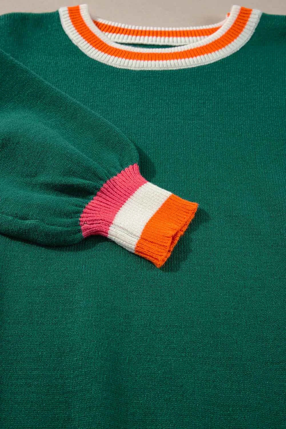 Contrast Round Neck Long Sleeve Sweater 8bff67a2-936e-4e53-aa57-a91eb433a477-Max