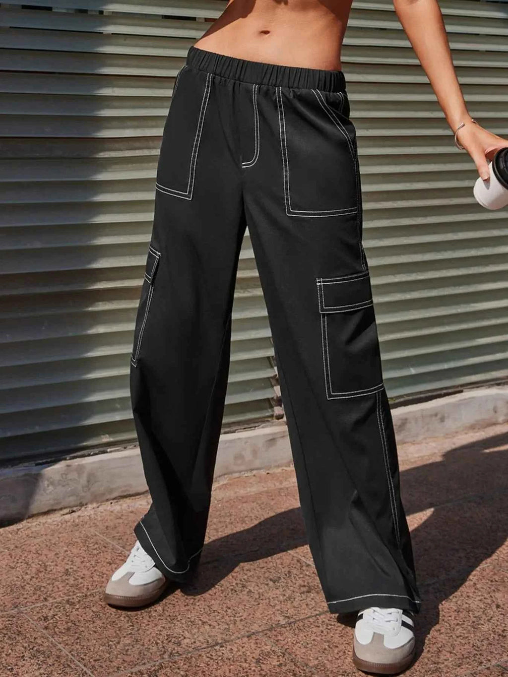 Wide Leg Pants with Contrast Stitching 8c18baec-9440-4ce6-ab57-599d0512c666-Max-Origin