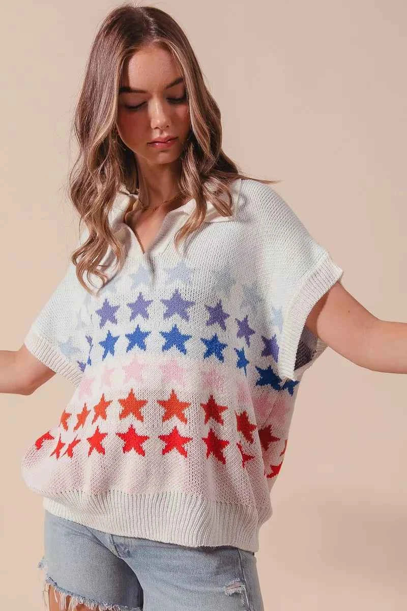 SO ME Fourth Of July Stars Loose Fit Knit Top 8c5fe51d54ac46a59398ac202a2b6472-Max-Origin
