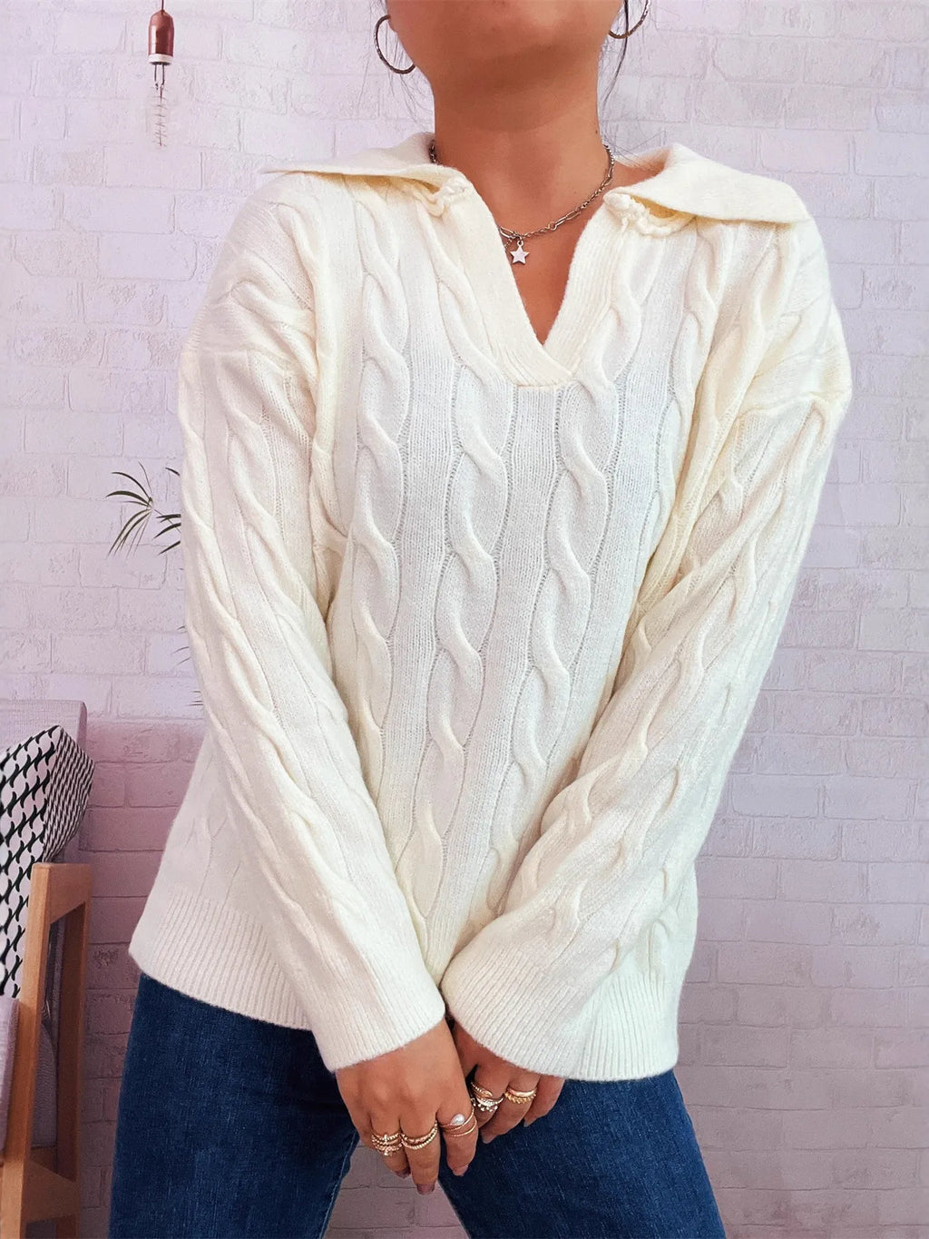 Cable Knit Johnny Collar Sweater 8c6a67a59c624d1fa5842488a7c7be88-Max-Origin