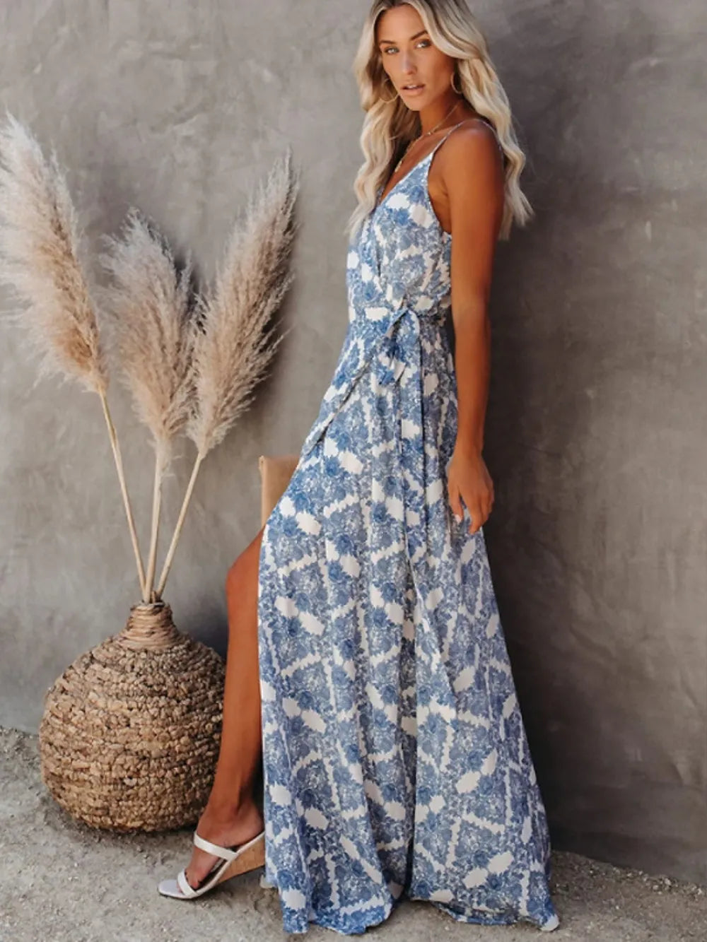 Printed Tied Maxi Cami Dress 8c950f97-4f0b-4c5d-bb4e-b3fdd31a2b99-Max