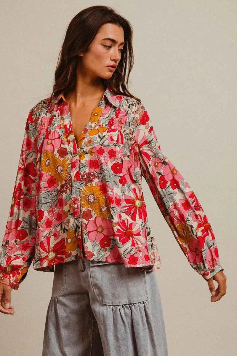 BiBi Woven Floral Printed Shirt Top 8ca1aea9421243b8a7fd604d4b0e81fd-Max-Origin