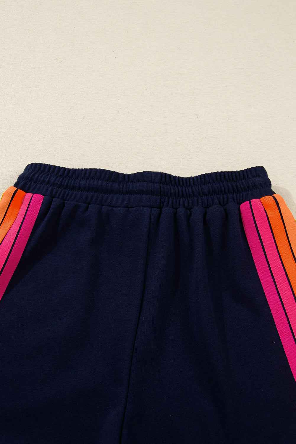 Bluing Colorful Striped Accent Varsity Long Sleeve Pullover and Shorts Matching Set 8ca239e140f4270a