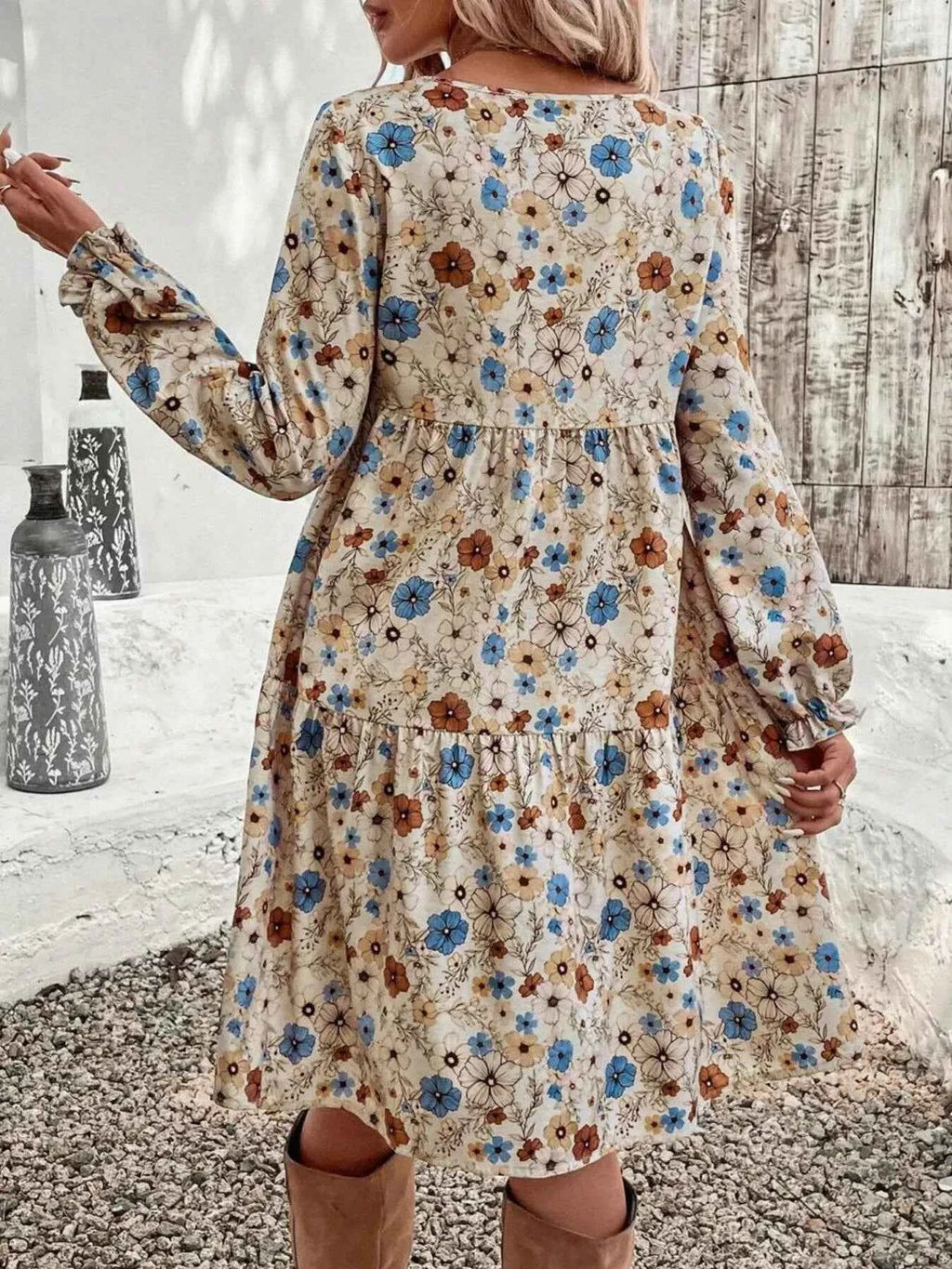 Floral Print Long Sleeve Tiered Dress 8ca360f7dda6470592f293c47aebc3f0-Max-Origin