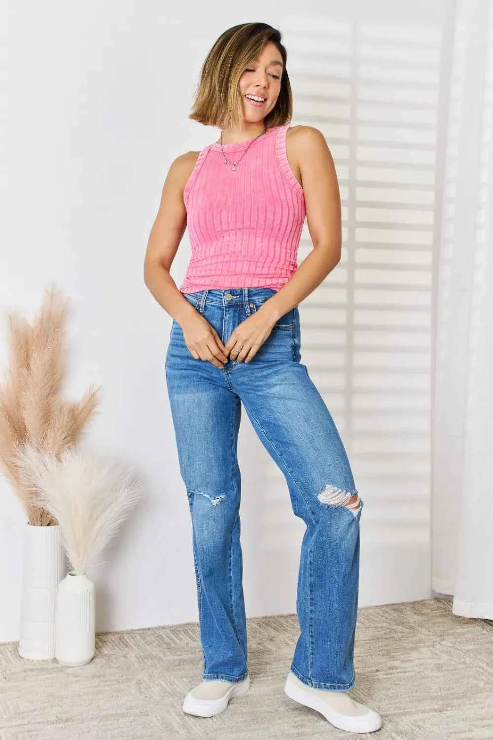 Zenana Ribbed Washed Round Neck Tank 8ce80b2b-4744-44aa-b550-d8de2a53e1f5-Max