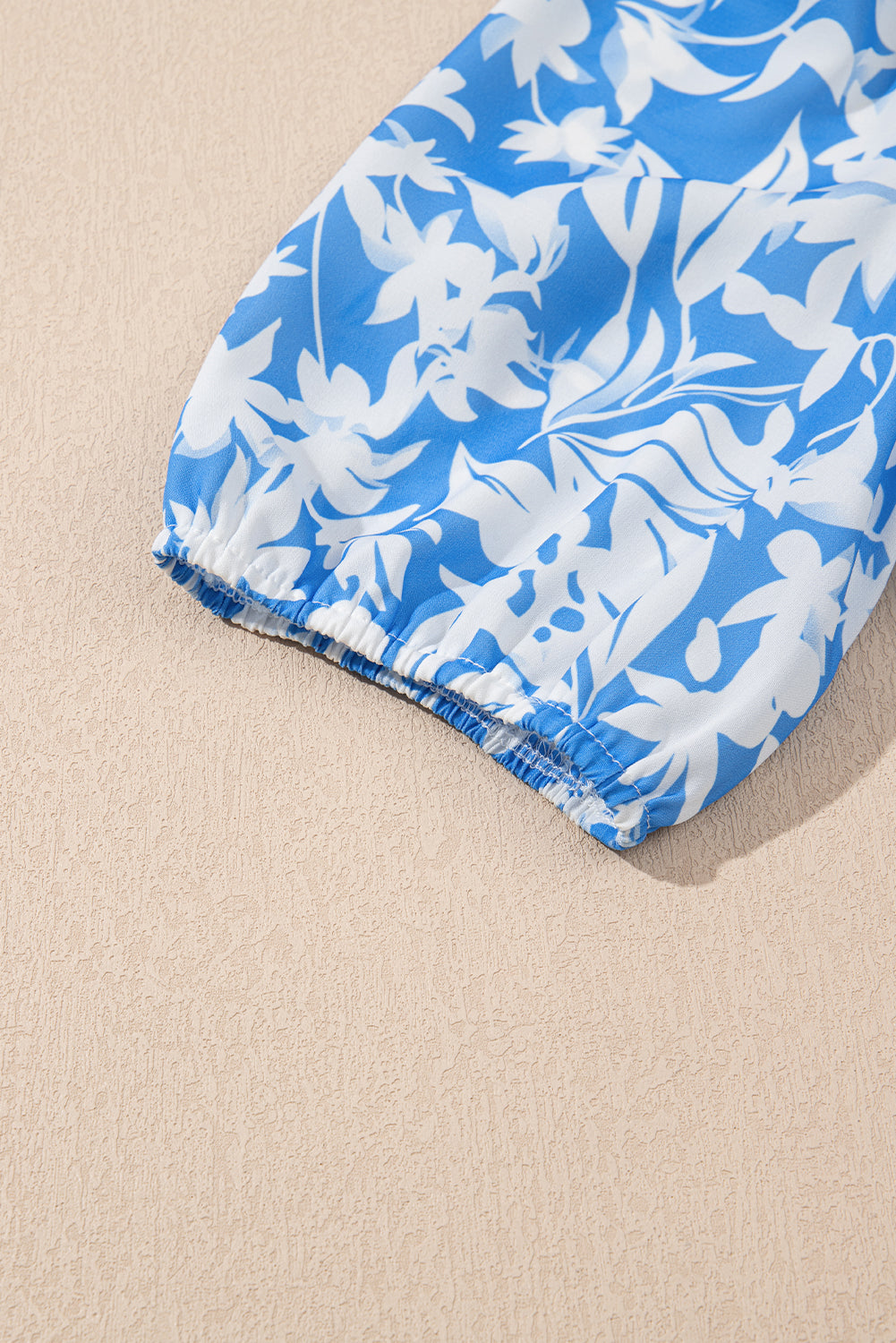 Sky Blue Floral Print Deep V Neck Puff Sleeve Flowy Dress 8cfae876bf2334bb