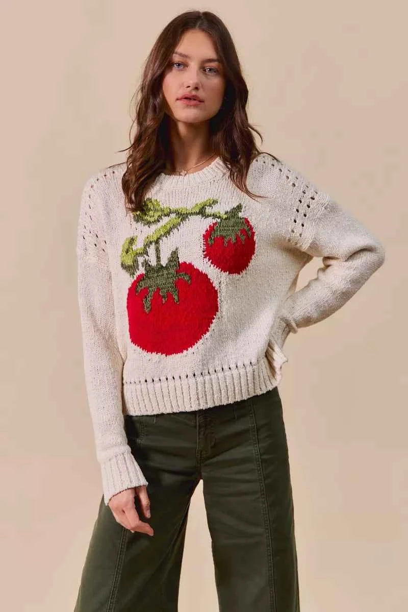 SO ME Vegetable Round Neck Long Sleeve Sweater 8cfc0ae57c6e4aac9f6cfa2185bc4c14-Max-Origin