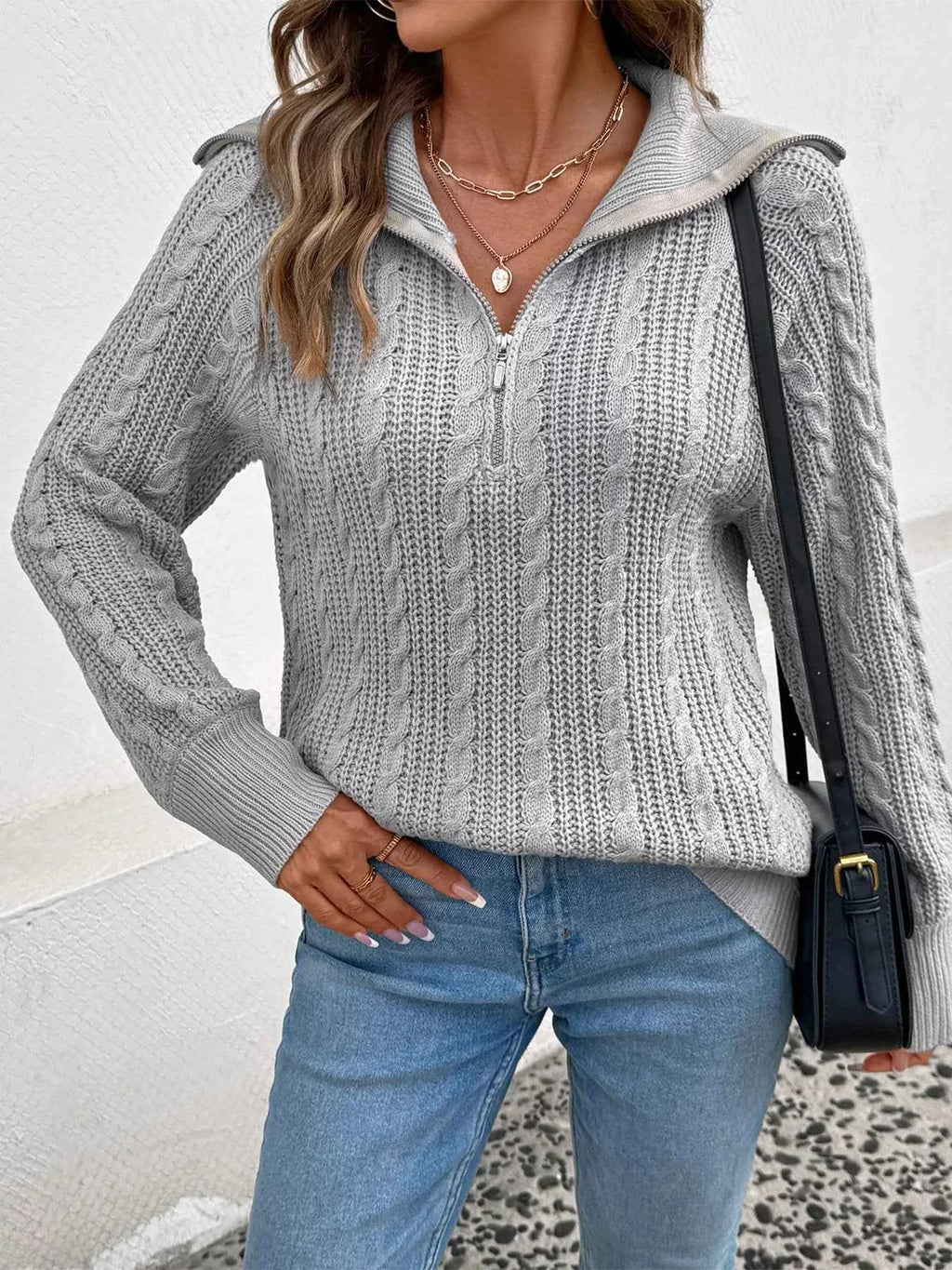 Cable Knit Half Zip Sweater 8d0964a3a1a44cd681e6d594ca8a4653-Max-Origin