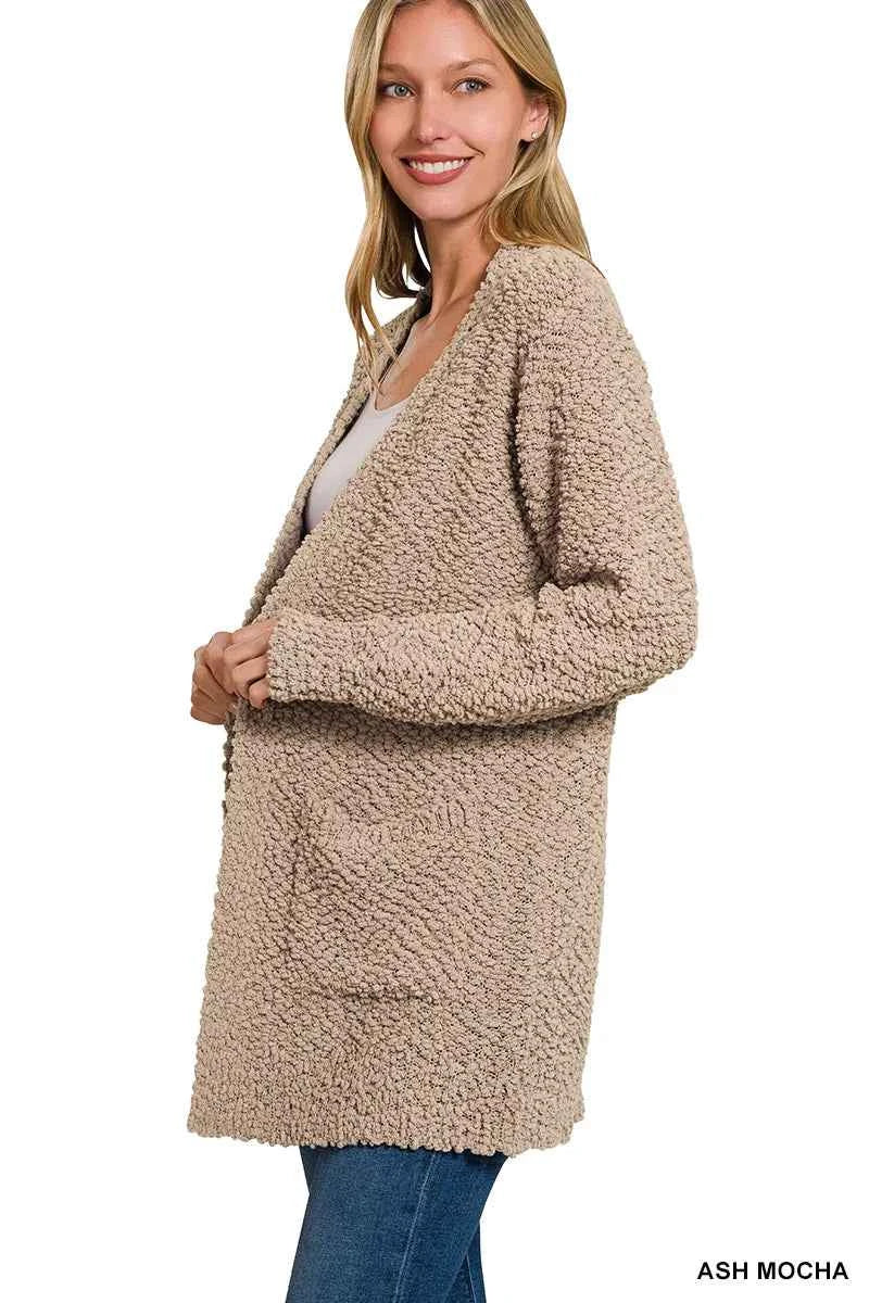 Zenana Long Sleeve Popcorn Sweater Cardigan with Pockets 8d275ad6-fe20-498e-906f-fe4bddafb50e-Max-Origin