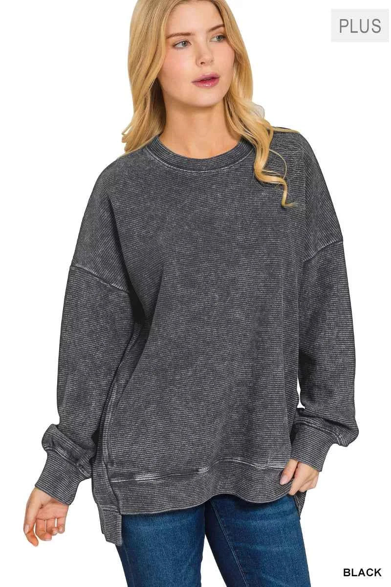 Zenana Full Size Acid Washed Double Ribbed Hi-low Sweatshirt Plus Size 8d3673d1-2b23-4932-94a1-e4d099a25a6b-Max-Origin