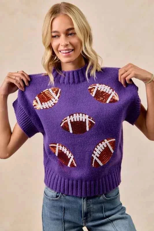 BiBi Gameday Sequin Football Patches Rib Banded Sweater 8d68885a-0d2c-46e5-9dcb-b6ec79d86729-Max-Origin