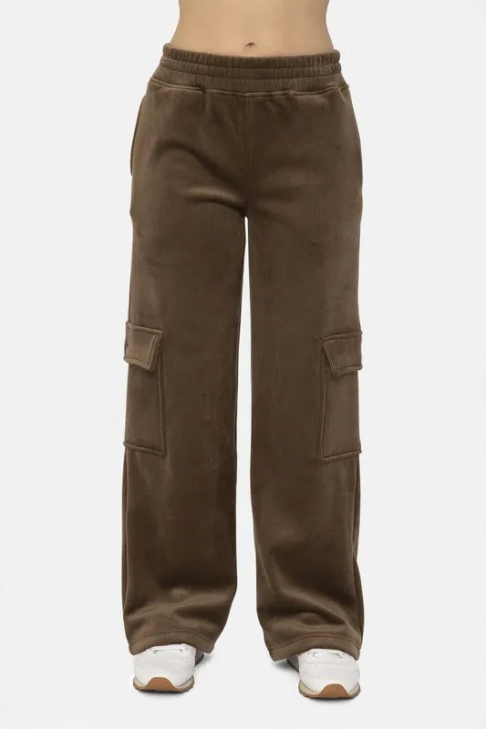 Mono B Elastic Waist Corduroy Cargo Pants Olive Brown 8d8fcfd8-f733-4c04-ac38-2197d331a0aa-Max