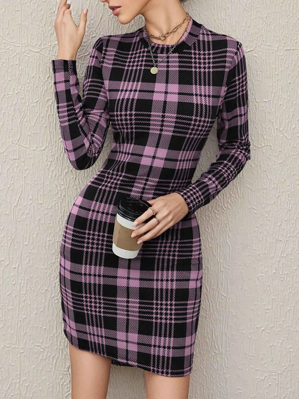 Long Sleeve Plaid Bodycon Mini Dress 8d9b83798a5b4de5b2c92c9e2e3089b6-Max-Origin