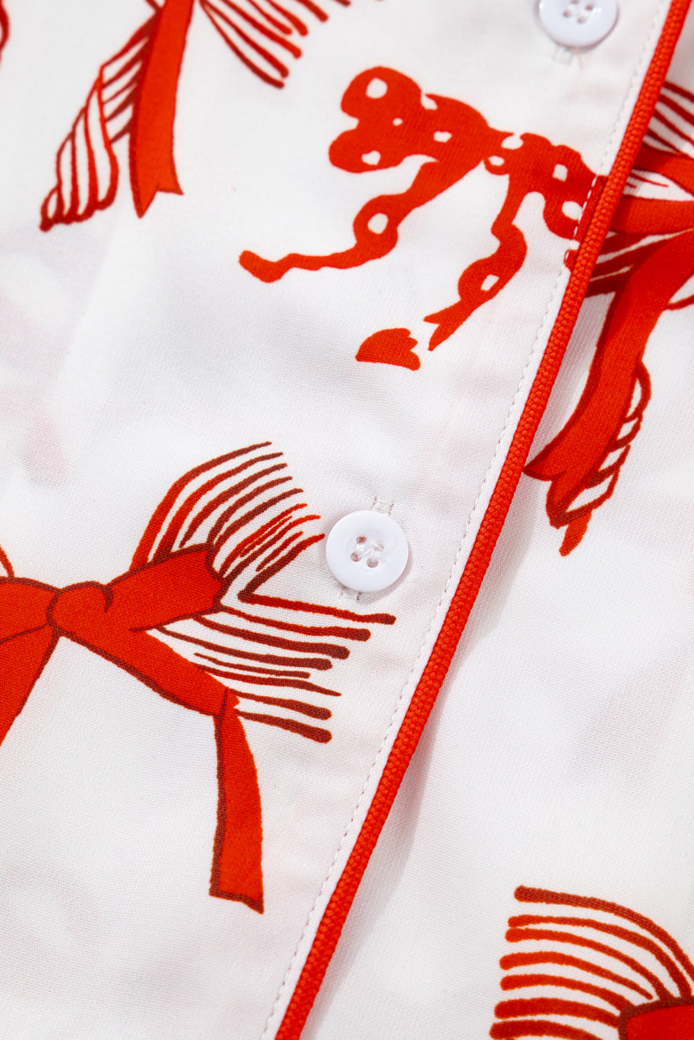 Red Christmas Bow Print Long Sleeve 2pcs Pajama Set 8daae8ef201f838b