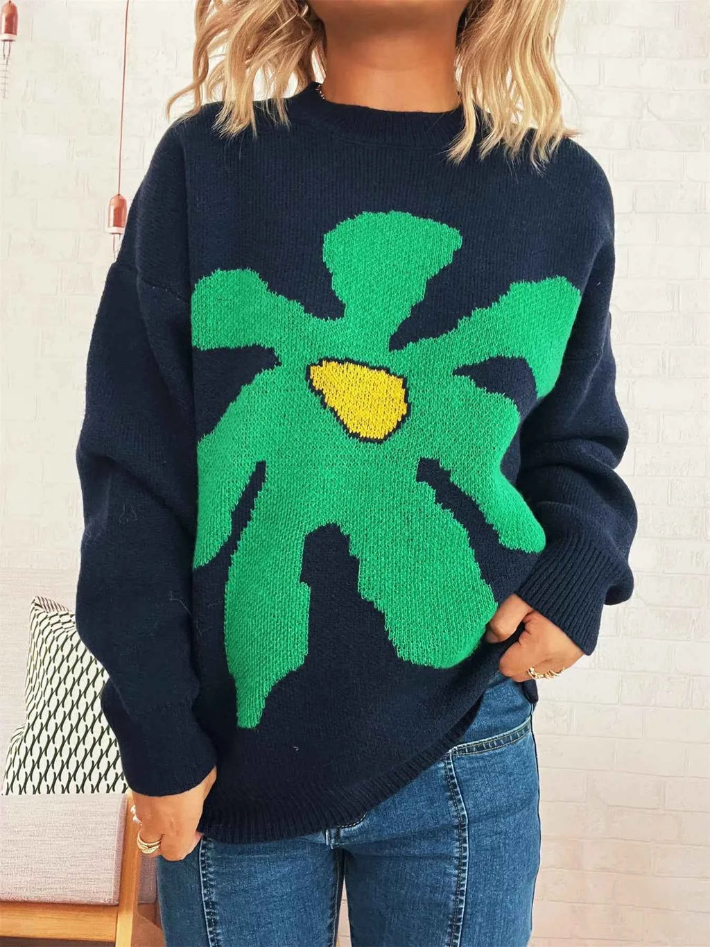 Flower Dropped Shoulder Sweater 8dac9da47a2a4811bf0812e835a0205f-Max-Origin