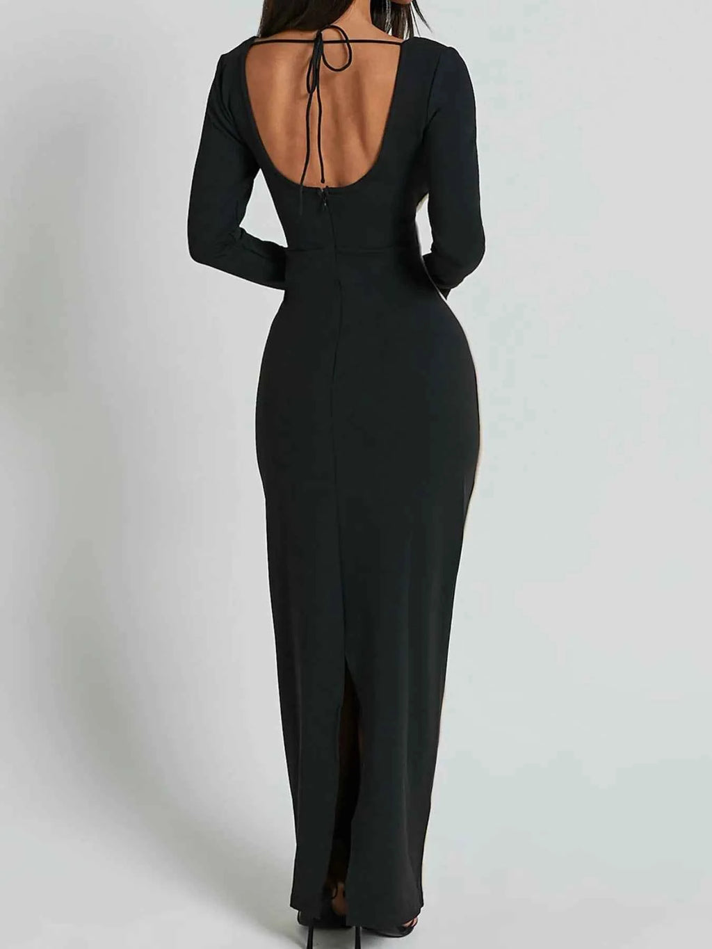 Contrast Trim Long Sleeve Bodycon Maxi Dress 8dfa6b2a-5e04-448d-8aed-32a8315b1266-Max-Origin